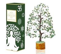 Crocon Green Aventurine Gemstone Money Tree Feng Shui Bonsai for Reiki Healing Chakra Stone Balancing Energy Generator Spiritual Meditation Home Interior Office Decor Size 10-12 inch