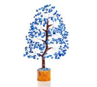 Crocon Lapis Lazuli Gemstone Money Tree | Feng Shui Bonsai | Energy Generator | Chakra Balancing | Reiki Crystal Healing | Good Luck | EMF Protection | Spiritual | Enhancement | Decor Size: 10-12 Inch