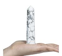Crocon Large Crystal Wand, Howlite Crystal Points Tower Wand Hexagon 8 Faceted Natural Gemstone Prism Pointed for Reiki Chakra Meditation Chakra Stones Therapy Home Office Desk Decor Gift