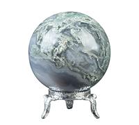Crocon Moss Agate Gemstone Sphere Ball for Reiki Crystal Healing Chakra Stone Balancing Spiritual Concentration Metaphysical Devotional Enhance Decor Size: 40-50 mm
