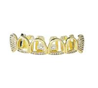 Crocs Ajourés Uniques, Plaqué Or et Argent 18K Bijou Dentaire Micro Orné Style Hip-Hop Cadeau Mode Unisexe(Gold,Openwork)