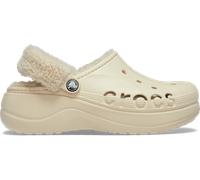 Crocs Baya Platform Fuzz Strap Lined Sabots Femmes Winter White 42