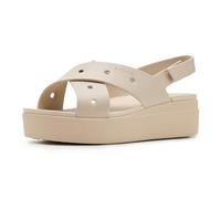 Crocs Brooklyn 4U Sandales compensées à lanières croisées pour femme, Frappé, 37 EU, Frappé, 36/37 EU