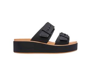 Crocs - Brooklyn Boucle Matte Wrap Low Wedge - Femme - Chaussures - Noir - Taille: 35 EU
