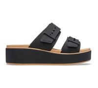 Crocs Brooklyn Sandales basses compensées avec boucle mate pour femme, noir/noix de cajou, 36 EU, Noix de cajou noire, 34/35 EU