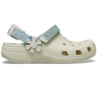Crocs Classic Denim Flower Adjustable Backstrap Sabots Enfants Summit White 38