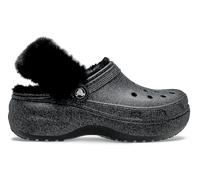 Crocs Classic Platform Fuzz Lined Glitter Sabots Femmes Black 34