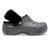 Crocs Classic Platform Fuzz Lined Glitter Sabots Femmes Black 42