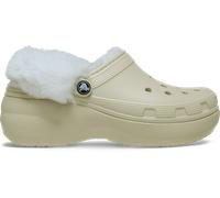 Crocs Classic Platform Fuzz Lined Sabots Femmes Bone 38