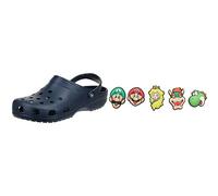 Crocs Classic, Sabots Mixte, Marine, 42/43 EU + Lot de 5 Jibbitz Super Mario One-Size