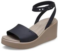Crocs Femme Brooklyn Ankle Strap Wedge Sandales, Black/Mushroom, 33/34 EU