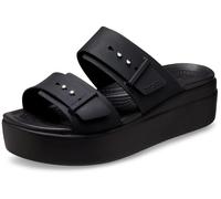Crocs Femme Brooklyn Buckle Low Wedge Sandales, Black, 39/40 EU