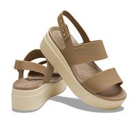 Crocs Femme Brooklyn Low Wedge Sandales, Khaki/Bone, 32/33 EU