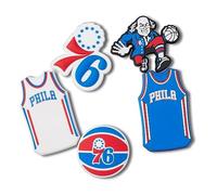 Crocs Jibbitz Lot de breloques pour chaussures de la NBA Basketball Teams Sports Collection, Philadelphia 76ers, 5 Pack