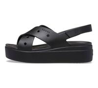 Crocs Brooklyn 4U Sandales compensées à lanières croisées pour femme, noir, 43 EU, Noir, 42/43 EU