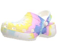 Crocs Sabots Classiques à Plateforme - Sabots pour Femme avec Semelle surélevée, Blanc Multi, 42/43 EU