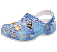 Crocs Sabots graphiques classiques unisexes pour enfant, Patch denim/blanc multicolore, 5 Big Kid