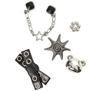 Crocs Silver Cutie Punk 5 Pack, Breloques de Chaussure Mixte, Multicolore, Taille Unique