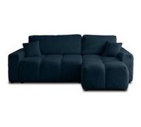 Crocus - canapé d'angle réversible - 4 places - convertible avec coffre - en fausse fourrure - Bleu Bleu G