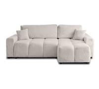 Lisa Design - Canapé d'angle Convertible avec Coffre Réversible Crocus en Fausse Fourrure - Canapé Lit - Sofa Gris Clair 4 Places - Angle Droit - ou Gauche - Salon