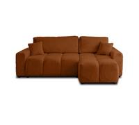 Crocus - canapé d'angle réversible - 4 places - convertible avec coffre - en fausse fourrure - Rouille