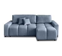 Crocus - canapé d'angle réversible - 4 places - convertible avec coffre - en tissu - Bleu Ardoise