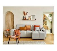 Crocus - canapé d'angle réversible - 4 places - convertible avec coffre - en tissu - Gris clair