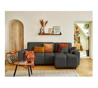 Crocus - canapé d'angle réversible - 4 places - convertible avec coffre - en tissu - Gris foncé Gris foncé