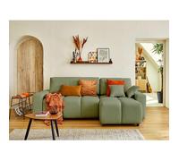Crocus - canapé d'angle réversible - 4 places - convertible avec coffre - en tissu - Vert sauge