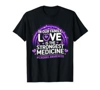 Crohns Awareness Ruban violet Love Strongest Medicine T-Shirt