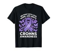 Crohns Ruban de sensibilisation à l'amour, l'espoir et l'unité Motif papillon Violet T-Shirt