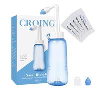 CROING 300ml Bouteille + 40 Sachets Sel Nasal - Kit Lavage de Nez/Sinus Rinse/Irrigation Nasale/Neti Pot/Douche Nasale