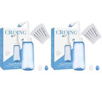 CROING 300ml Bouteille + 40 Sachets Sel Nasal - Kit Lavage de Nez/Sinus Rinse/Irrigation Nasale/Neti Pot/Douche Nasale (Lot de 2)