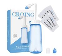 CROING -300ml Bouteille + 80 Sachets Sel Nasal - Kit Lavage de Nez/Sinus Rinse Kit/Kit de Rinçage des Sinus/Lavage Nez/Irrigation Nasale/Neti Pot - Douche Nasale