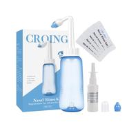 CROING - 40 Sachets de Sel + 1 x Flacon Lavage de Nez (300 ml) + 1 x Flacon Pulvérisateur Nasal (50 ml) - Kit Sinus Rinse/Irrigation Nasale/Neti Pot/Douche Nasale