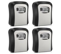 CROING Coffre-fort à clés pour montage mural, serrure à clé avec serrure à combinaison, code à 4 chiffres, Noir et Gris, Lot de 4