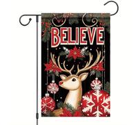 Croire Aux Rennes Drapeau Double Face Bannière Décoratif Drapeau De Jardin Pour Fête Jardin Balcon 30X45Cm