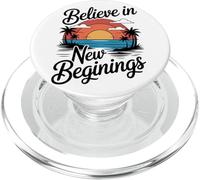 Croire en Un Nouveau départ : Palmiers rétro au Coucher du Soleil PopSockets PopGrip pour MagSafe