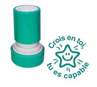 Crois en toi, tu es capable Tampon Encreur Enseignant - Turquoise 22mm, Re-éncrable