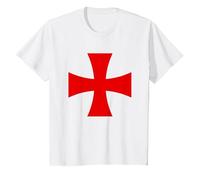 Croisé Costume Templier Chevalier Croix Rouge T-Shirt, Enfant, Blanc, 4 Ans