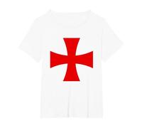 Croisé Costume Templier Chevalier Croix Rouge T-Shirt, Femme Grandes Tailles, Blanc, 6X