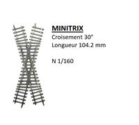 Croisement 30°, 104,2 mm, traverse béton - MINITRIX 14558 - N 1/160