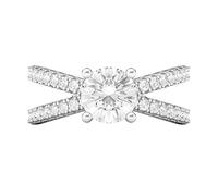Croisement en forme de sterling x forme de 1,0 ct diamant simulé ou véritable bague de fiançailles Moisanite promet d'anneau de mariée