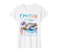 Croisière à Travers Les 43 Ans du 43e Anniversaire d'une croisière en Couple T-Shirt Graphique avec Valeur, Femme, Blanc, S