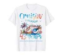 Croisière à Travers Les 43 Ans du 43e Anniversaire d'une croisière en Couple T-Shirt Graphique avec Valeur, Homme, Blanc, XL