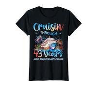 Croisière à Travers Les 43 Ans du 43e Anniversaire d'une croisière en Couple T-Shirt Graphique avec Valeur, Femme, Noir, L
