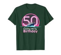 Croisière avec t-Shirt Cruising Into My 50e Birthday T-Shirt, Homme, Vert Forêt, 3XL