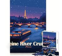 Croisières sur la Seine à Paris de Nuit Puzzle de 1000 pièces pour Adultes Exercice cognitif, détente et Divertissement Bords Nets (38x52cm)
