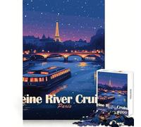Croisières sur la Seine, Paris de Nuit, Puzzles pour Adolescents, 1000 pièces, Exercice cognitif, détente et Divertissement, sans Bords Rugueux, Cadeau de Noël idéal (38x26cm)