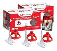 Croisillons carrelage autonivelant 1 mm | 400 clips + 200 cadrans réutilisables | Shaffer pro | système nivellement à visser | Kit niveleur carrelage | aide à la pose de carreaux pour pose Sols/murs